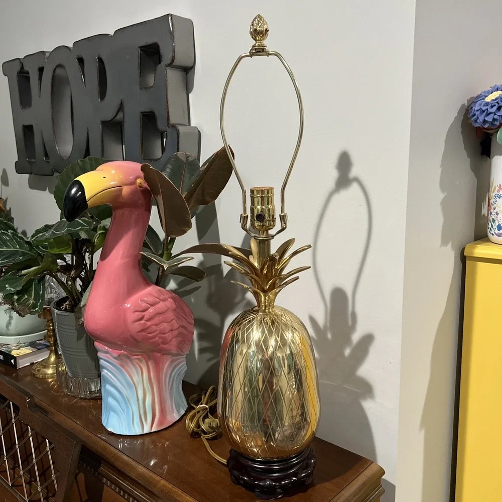 Vintage Brass Pineapple Table Lamp No Shade, Harp And Finial Included - Repaired
